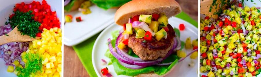 Pineapple Salsa-Infused Jamaican Jerk Turkey Burgers