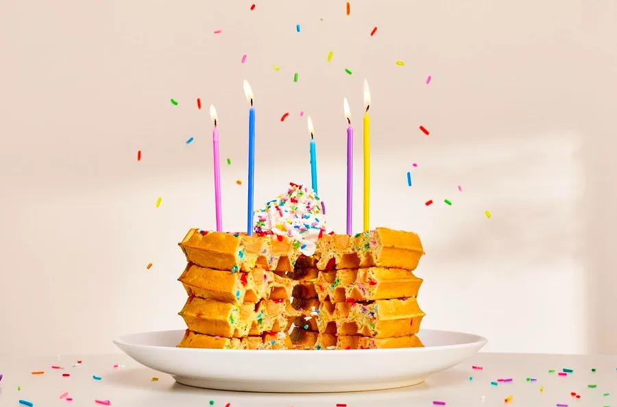 This month, Hampton by Hilton is featuring birthday cake waffles on its menu