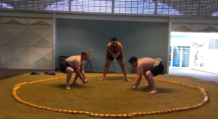 Competing in the only traditional sumo ring outside Japan, located in São Paulo, Brazil