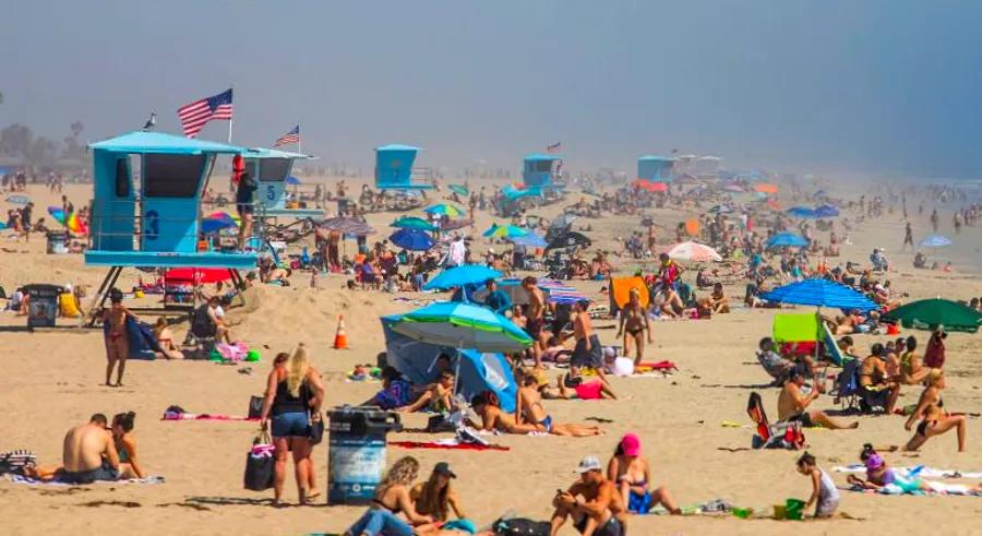 Despite concerns over the coronavirus, crowds gathered at Southern California's beaches.