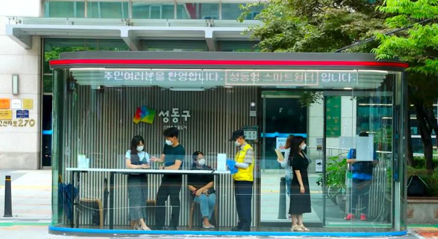 In the age of COVID-19, Seoul’s new bus shelters block entry to anyone showing signs of a fever