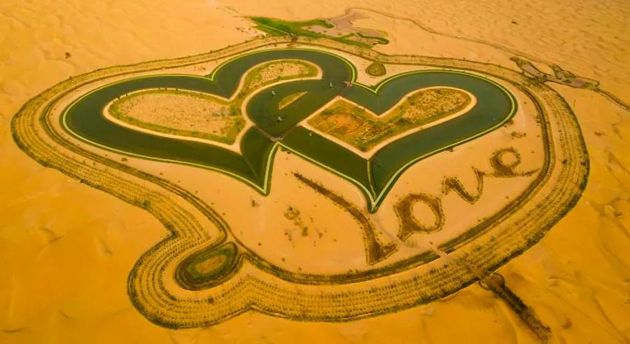 Love Lake: Heart-shaped lagoons form in the Dubai desert