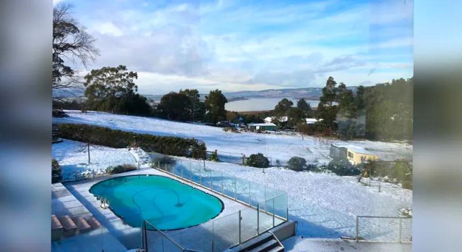 Tasmania transformed into a rare winter wonderland, leaving residents in awe