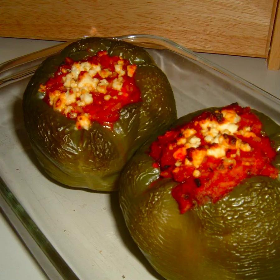 Greek Stuffed Peppers with Lamb and Feta