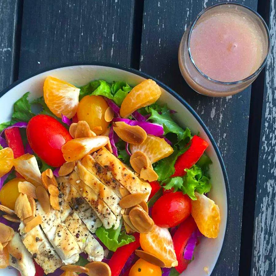 Grilled Chicken Salad with Fresh, Seasonal Fruit