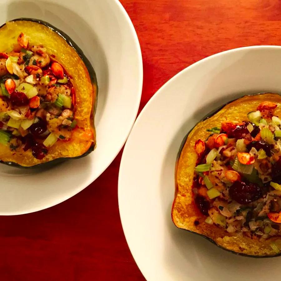 Acorn Squash Stuffed with Wild Rice