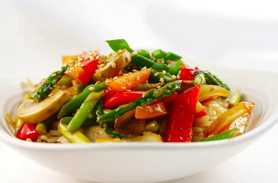 Sesame Stir-Fried Vegetables with Rice