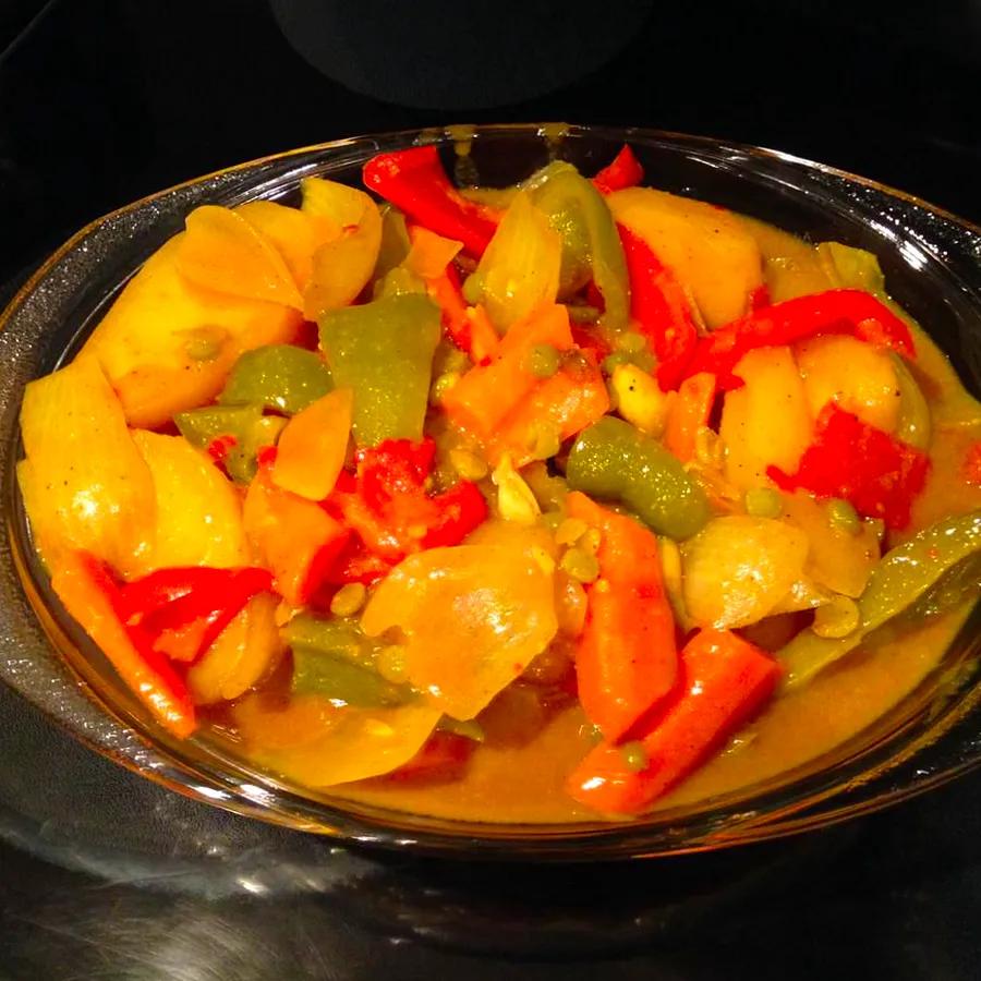 Tasty Indian Coconut Vegetarian Curry Made in the Slow Cooker