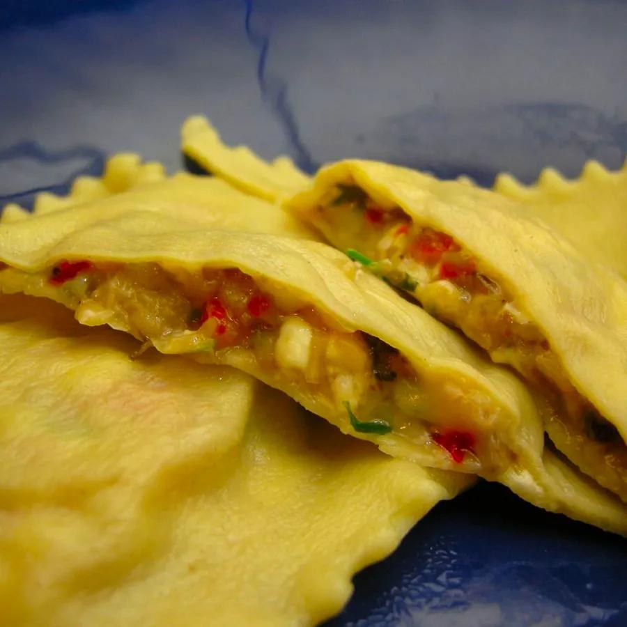 Mushroom and Spinach Ravioli with Chive Butter Sauce