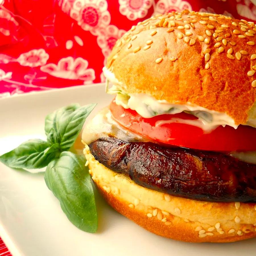 Grilled Portobello Sandwich with Basil Mayo