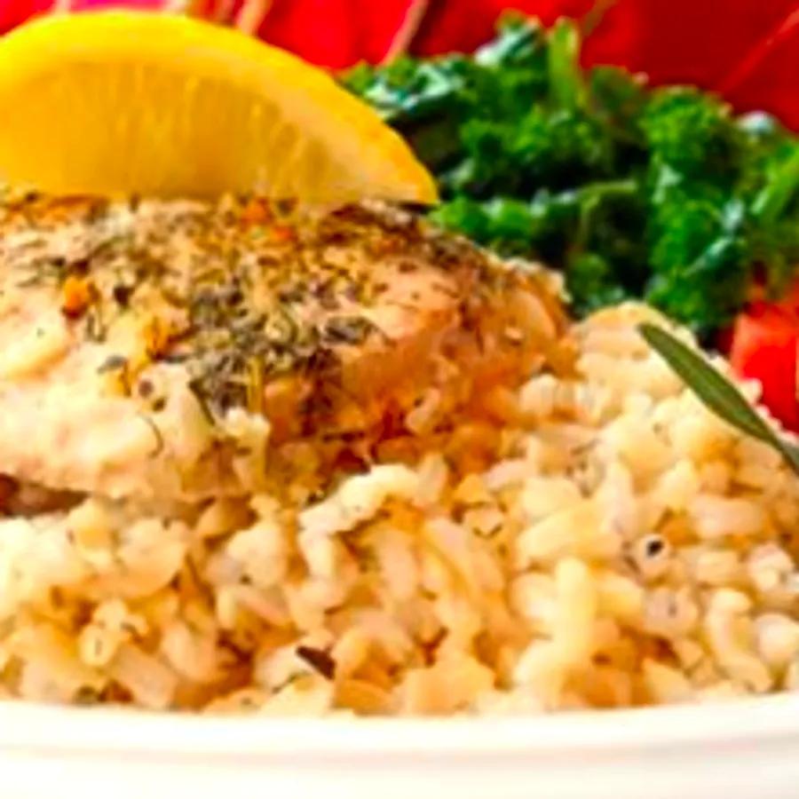 Oven-Baked Salmon with Herbed Rice