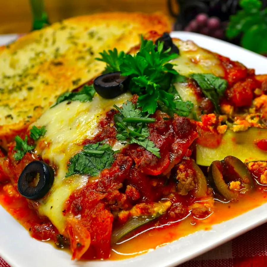 Zucchini Lasagna with Beef and Sausage