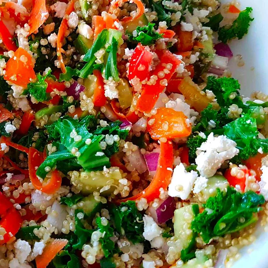 Kale, Quinoa, and Avocado Salad with Lemon Dijon Dressing