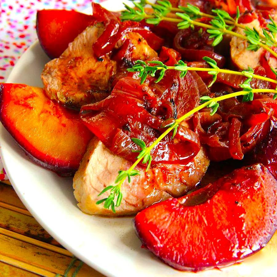 Roasted Pork Tenderloin with Fresh Plum Sauce