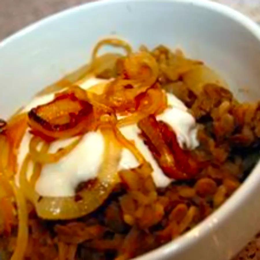 Mujadarrah: Lentils and Rice with Crispy Onions