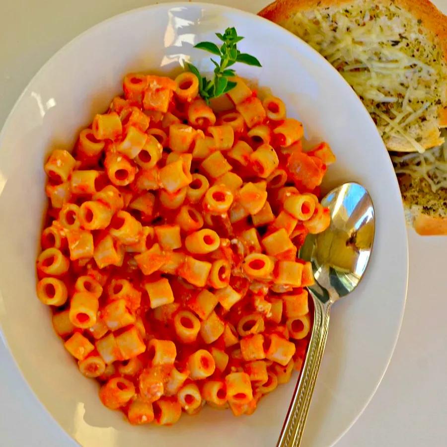 Ditalini Pasta with Roasted Tomato Sauce and Goat Cheese