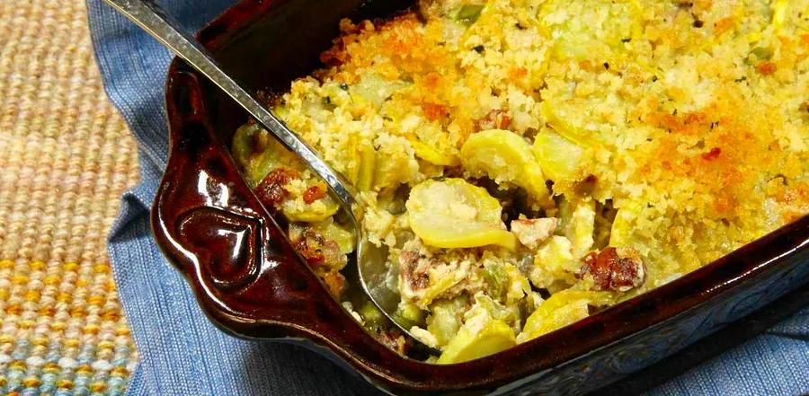 Southern Summer Squash Casserole with Crunchy Nuts