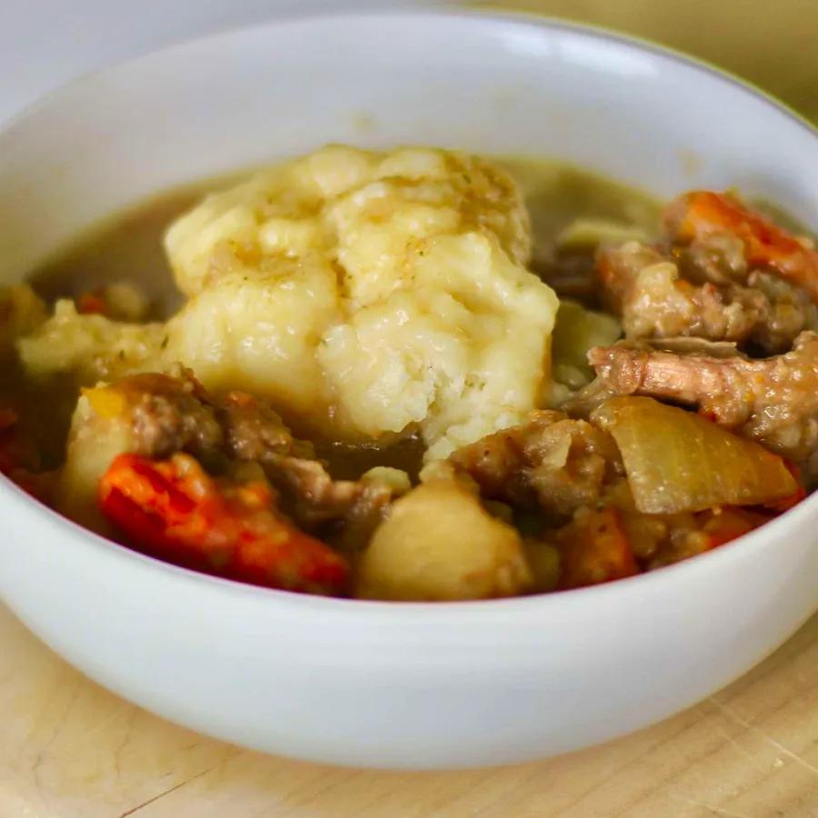 Mom's Savory Beef Stew with Fluffy Dumplings