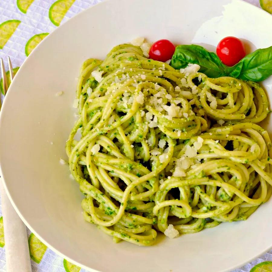 Lemon Basil Pesto Pasta – A light and refreshing dish featuring a zesty pesto tossed with spaghetti.