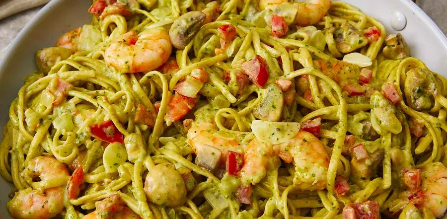 Shrimp & Pesto Cream Sauce