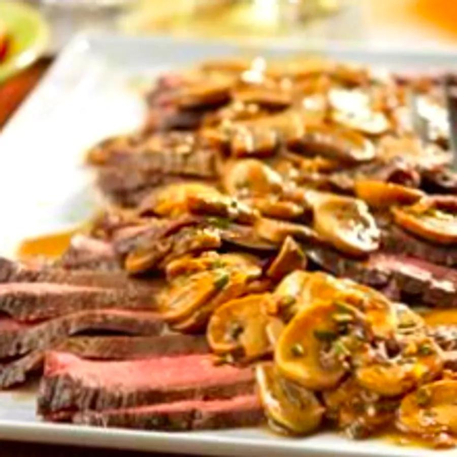 Flank Steak with Savory Mushroom Sauce