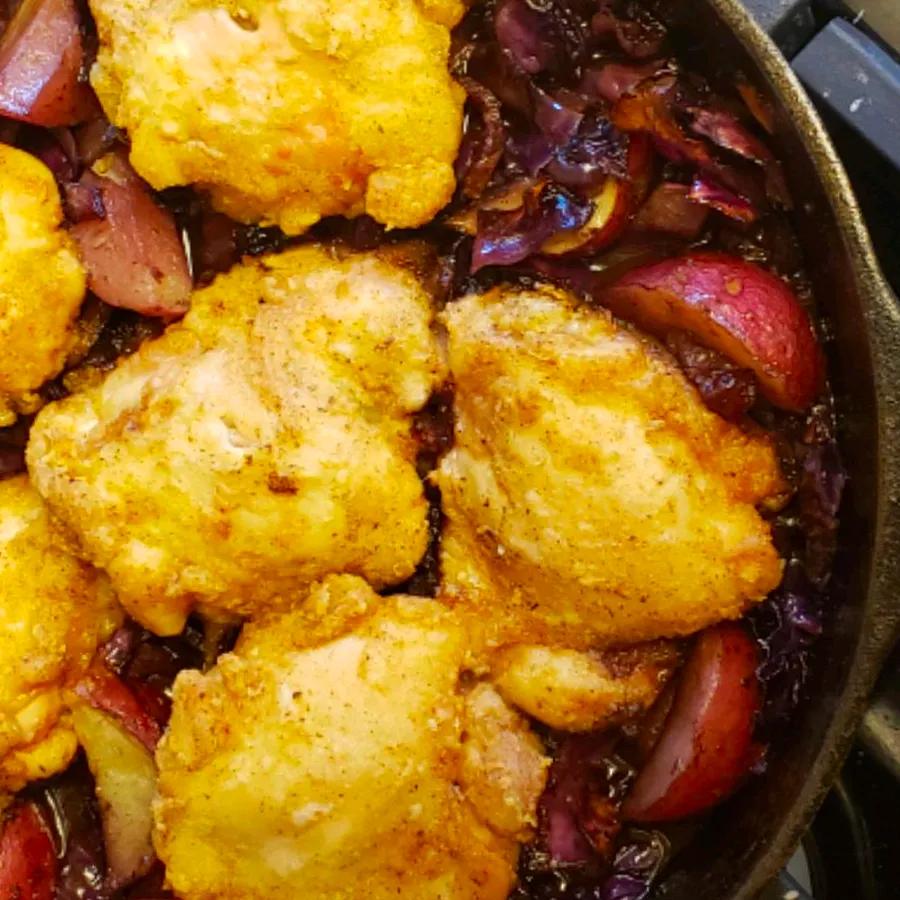 Oktoberfest-Inspired Chicken with Red Cabbage