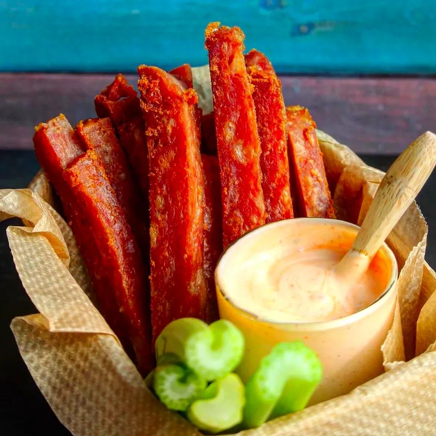 Crispy SPAM Fries with Bold Spicy Garlic Sriracha Sauce