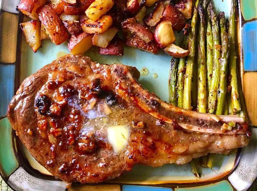 Grilled Rib-Eye Steaks with a Soy-Ginger Marinade