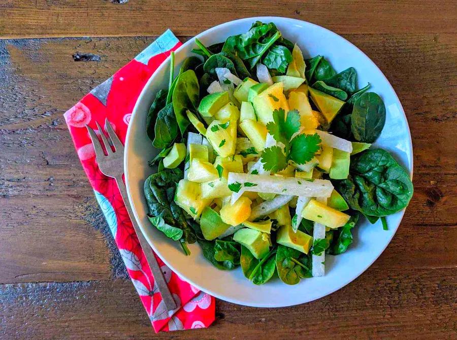 Refreshing Jicama and Pineapple Salad with a Cilantro Vinaigrette Dressing