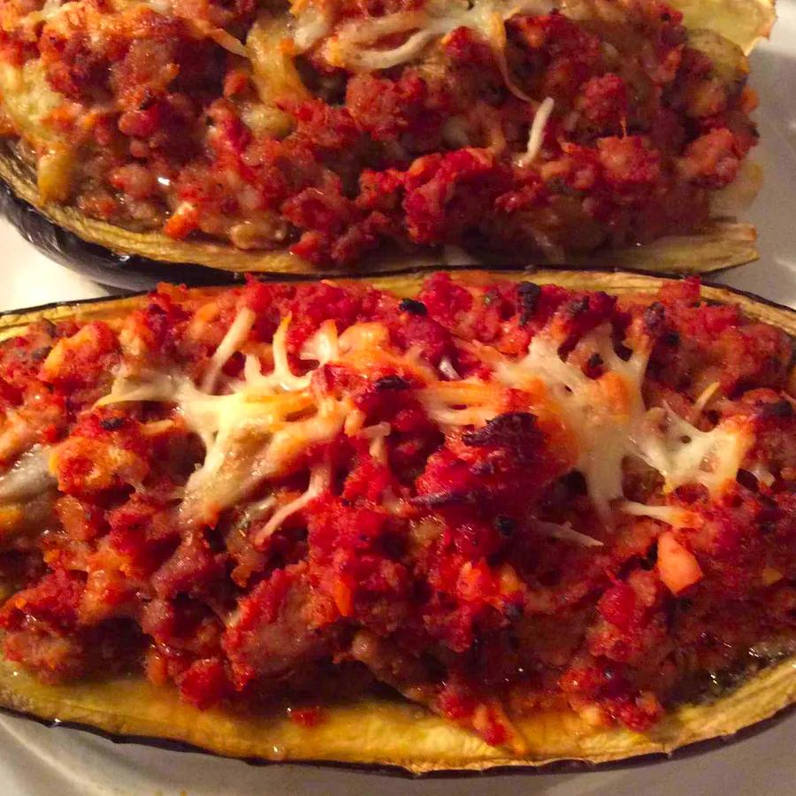 Stuffed Eggplant with Sausage