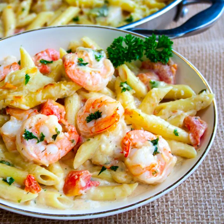 Garlic Shrimp Pasta Casserole