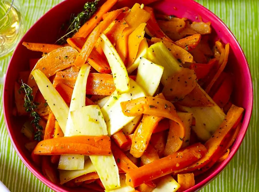 Thyme and Maple Roasted Sweet Potatoes and Vegetables