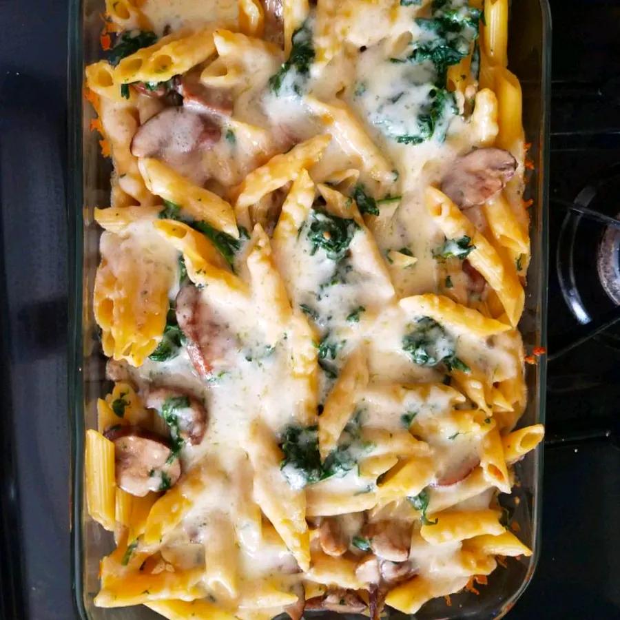 Mushroom and Spinach Penne Casserole