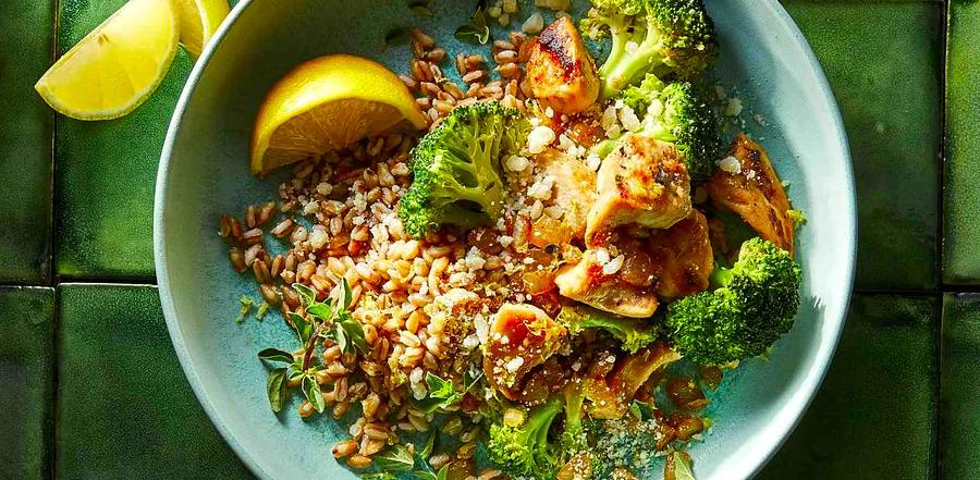 Lemon-Parmesan Chicken and Rice Bowl