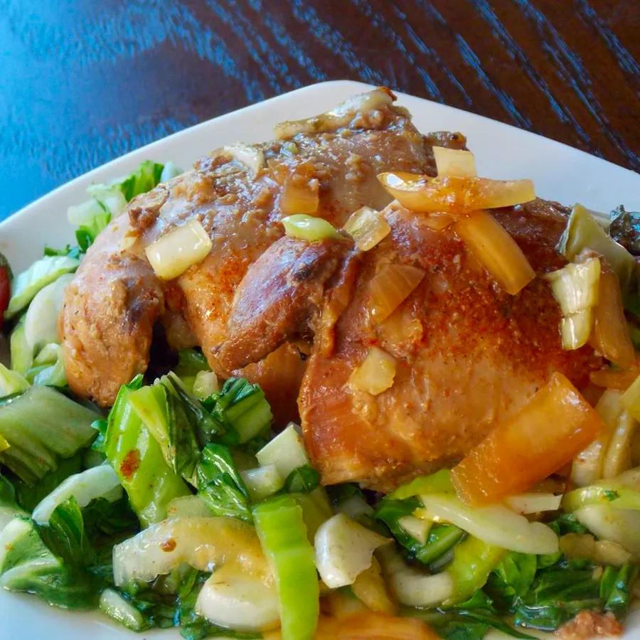 Slow Cooker Filipino Adobo Chicken with Bok Choy