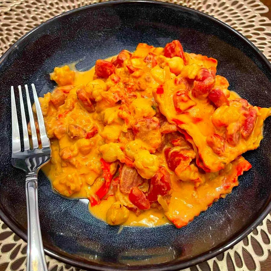 Lobster Ravioli with Shrimp in Tomato Cream Sauce