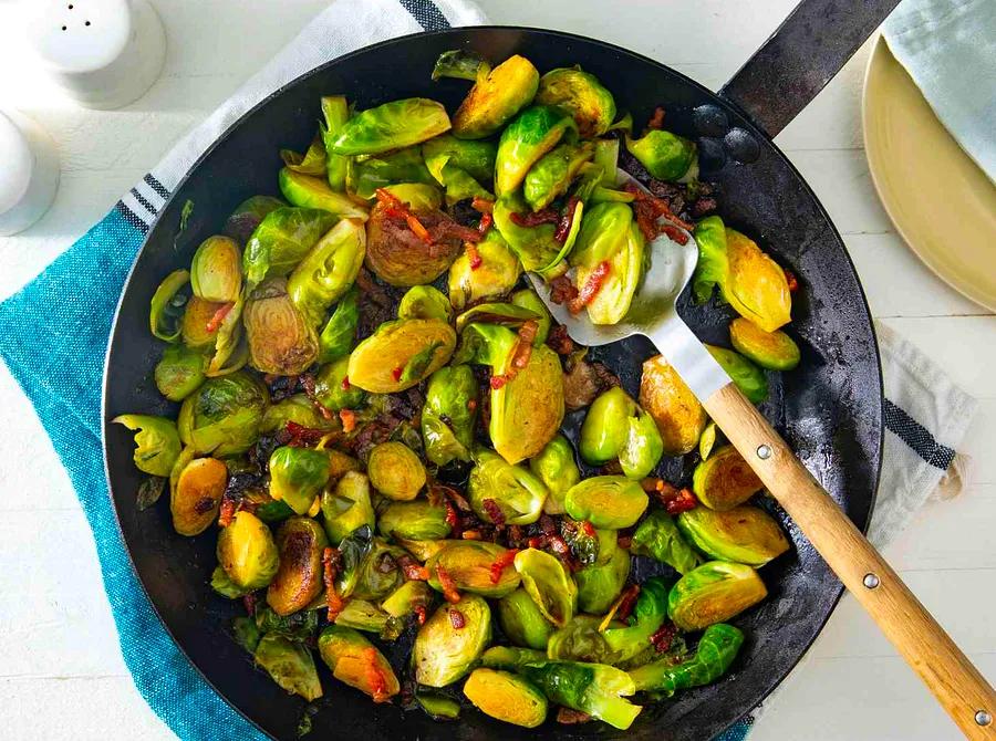 Skillet-Braised Brussels Sprouts with a flavorful twist