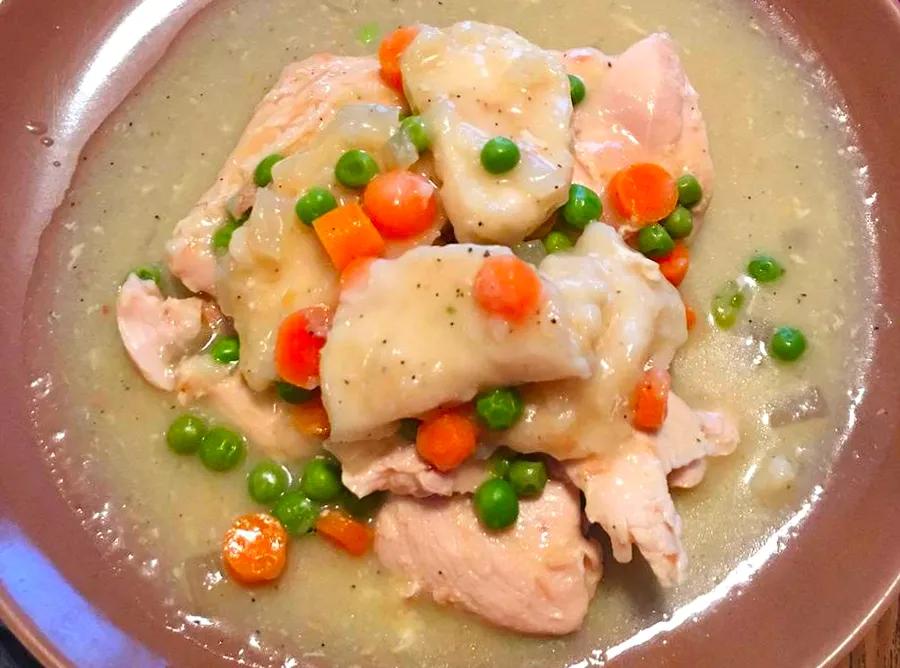 A Healthier Version of Slow Cooker Chicken and Dumplings