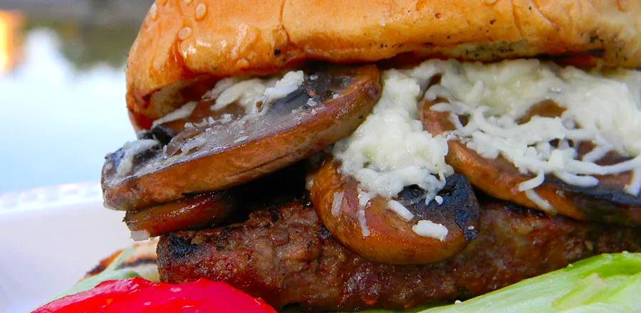 Grilled Mushroom Swiss Burgers