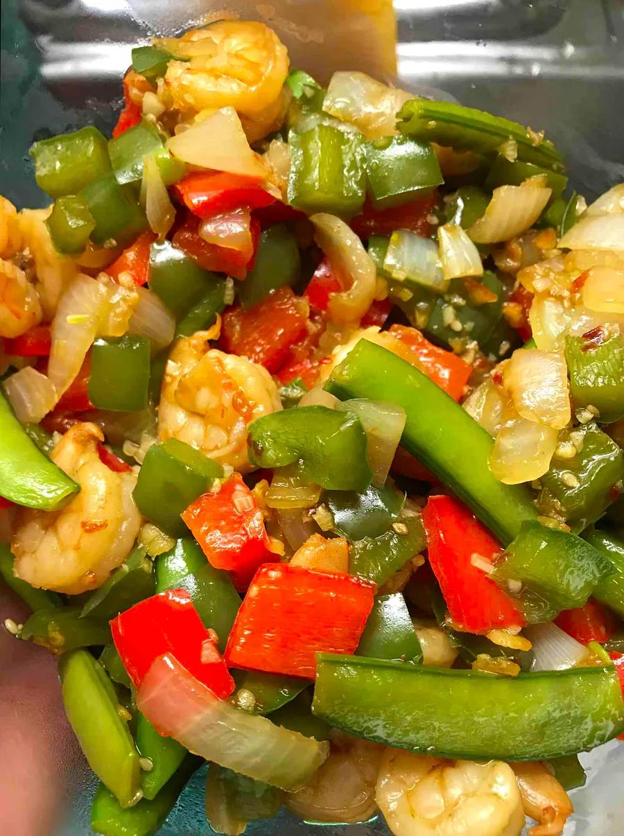 Sweet and savory shrimp rice bowl