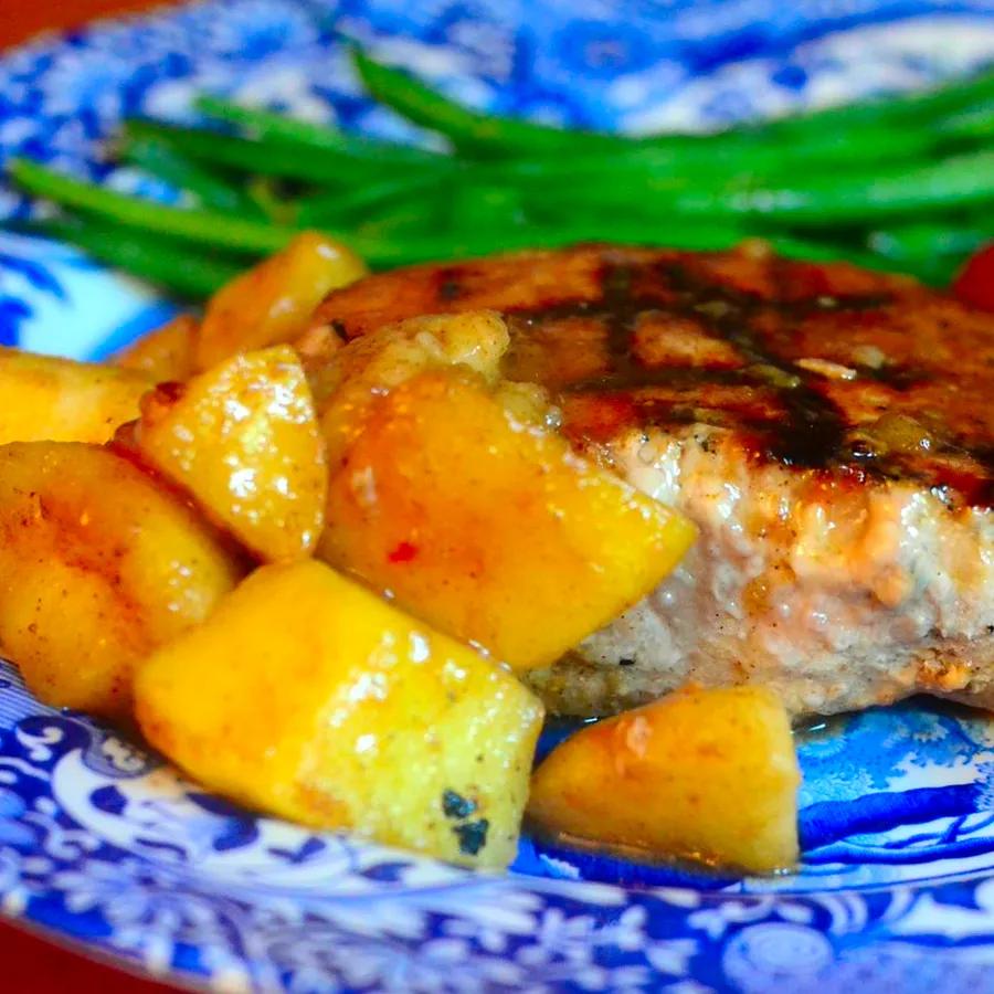 Momma Pritchett's Grilled Pork Chops with Apple-Pear Topping