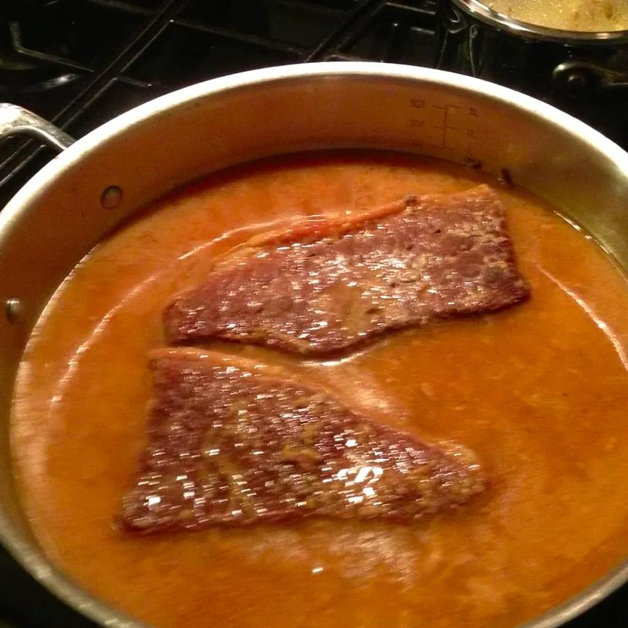 Garlic and Lemon Braised Flank Steak