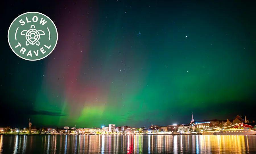 Cover Image for Slow Travel: Journeying across the Arctic Circle by train in search of the Northern Lights