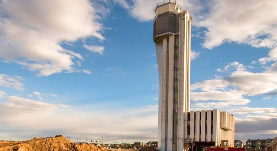 Cover Image for The iconic Denver airport tower has been reimagined as a vibrant restaurant.