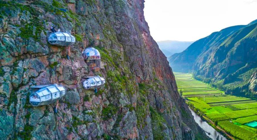 Cover Image for Would you brave the experience of sleeping in a glass pod hanging from a Peruvian cliff?