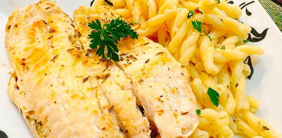 Cover Image for Lemon-Pan Seared Tilapia with Creamy Parmesan Pasta