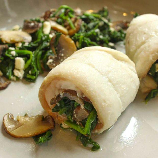 Cover Image for Spinach and Feta Stuffed Flounder with Mushrooms