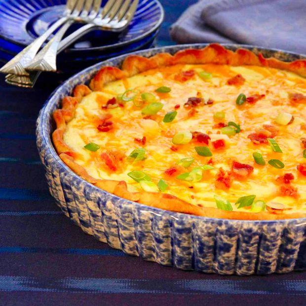Cover Image for Bacon, Cheddar, and Caramelized Onion Quiche