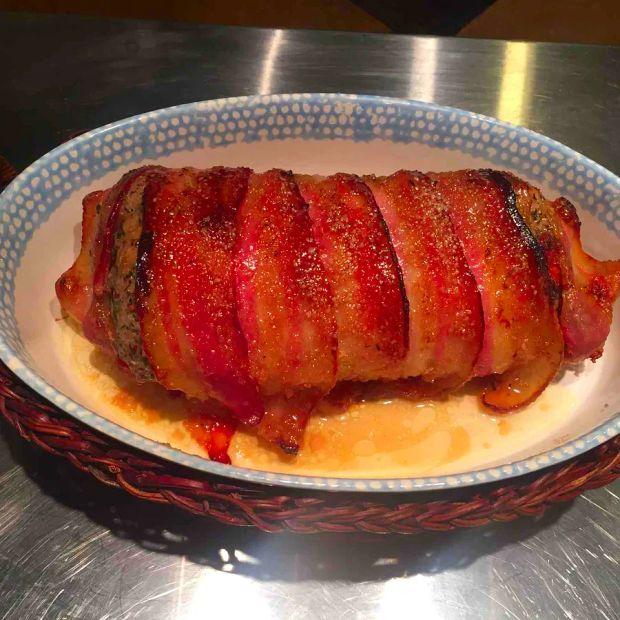 Cover Image for Bacon-Wrapped Pork Loin with Sweet Glaze