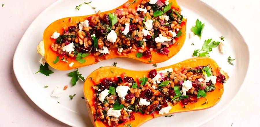 Cover Image for Stuffed Butternut Squash with Savory Filling